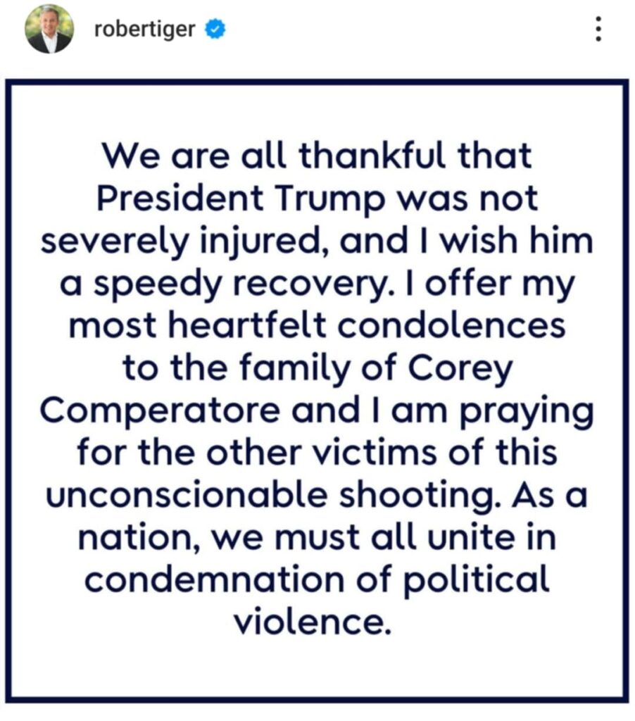 Robert Iger CEO of The Walt Disney Company: "Thankful President Trump was not Severely Injured" Wishes Speedy Recovery In Official Statement