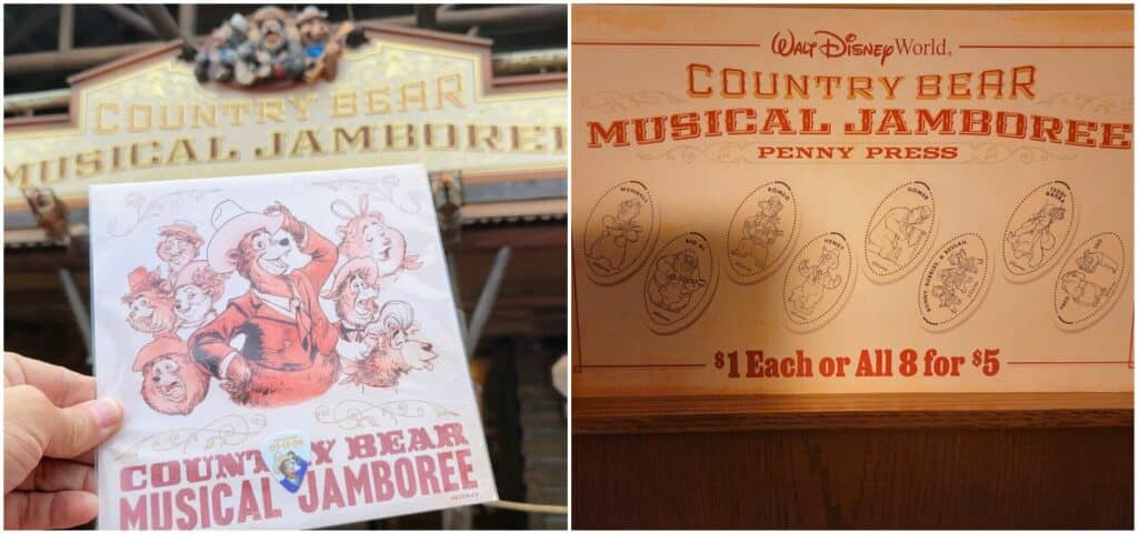 The Country Bear Musical Jamboree Press Pennies at Disney World