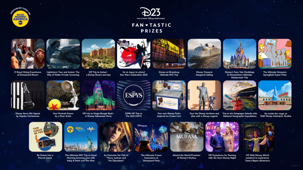 D23: The Ultimate Disney Sweepstakes - Disney's Most Expansive Sweepstakes Ever Features Unforgettable Experiences - Marvel, Disney Parks & Resorts, Simpsons, Broadway, and More