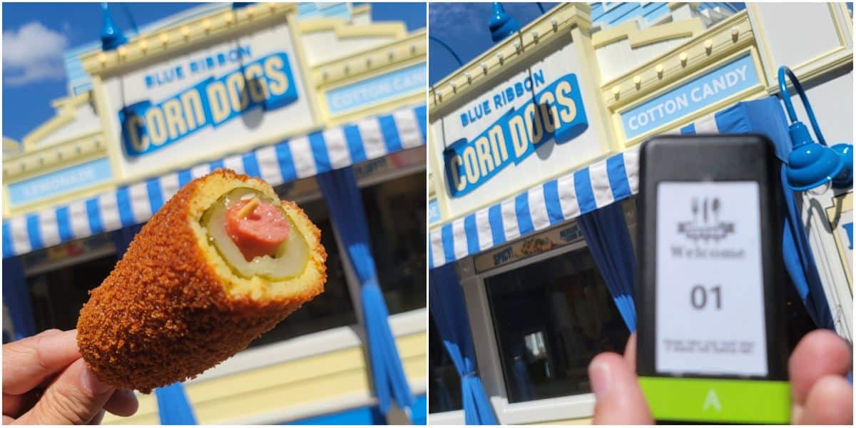 The First Pickle Corn Dog from Blue Ribbon Corn Dogs Sold at Disney World's Boardwalk