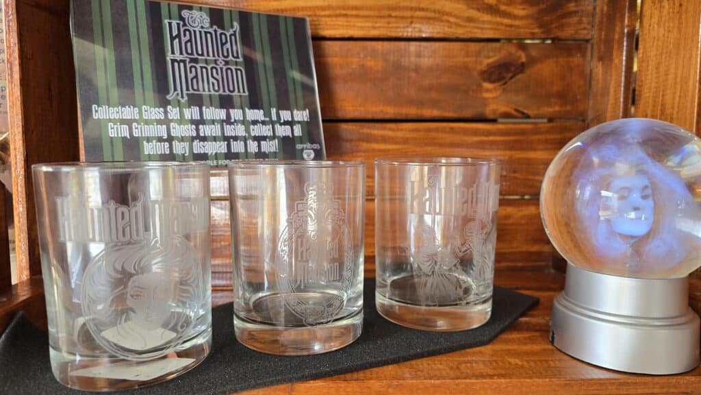 Two New Haunted Mansion Glass Sets by Arribas Bros. Available at Crystal Arts in Disney Springs