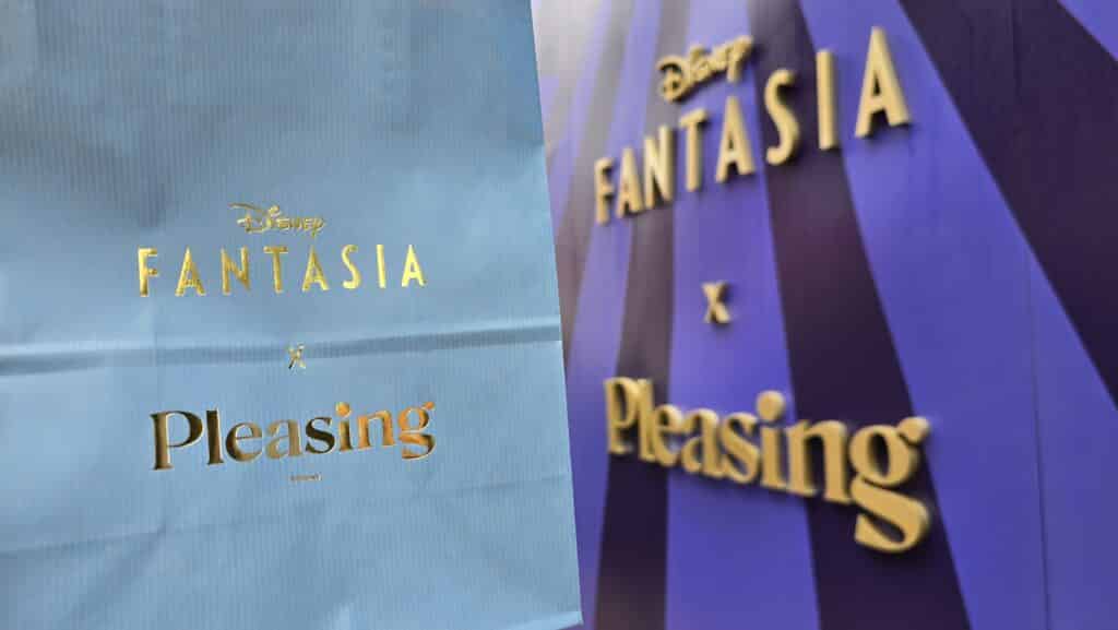 Harry Styles Pleased Us: Lifestyle Brand Pop-up Store 'Disney FANTASIA x Pleasing' Collaboration at Disney Springs Bag and Wall Logo