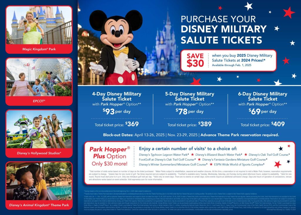 Disney Military Salute Tickets for 2024 and 2025 Now Available