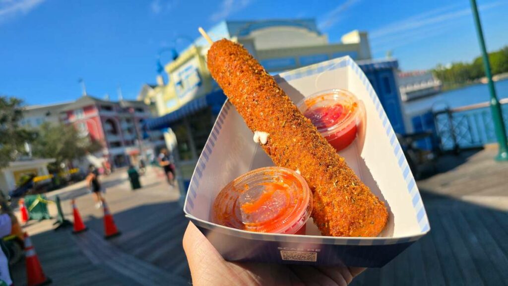 Food You Can Play With - Giant Mozzarella Stick at Blue Ribbon Corn Dog Disney World