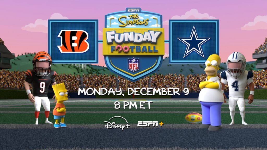 The Simpsons Take the Field: Animated MNF on Disney+ and ESPN+ December 9th