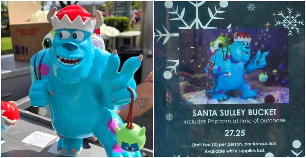 Santa Sully Popcorn Bucket Surprise Release at Walt Disney World
Sully Bucket and Sign